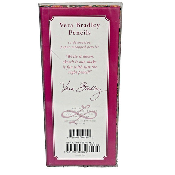 Vera Bradley 10 Paper Wrapped Pencils Box Set Take Note Collection 1 Sharp Used - Picture 4 of 7